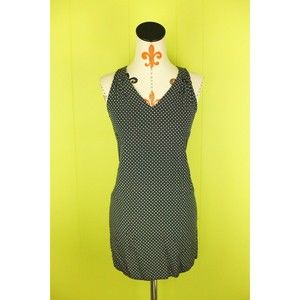 Old Navy Sz XS Womens Sleeveless Tunic Dress Keyhole Neck Floral Black/Wt Rayon